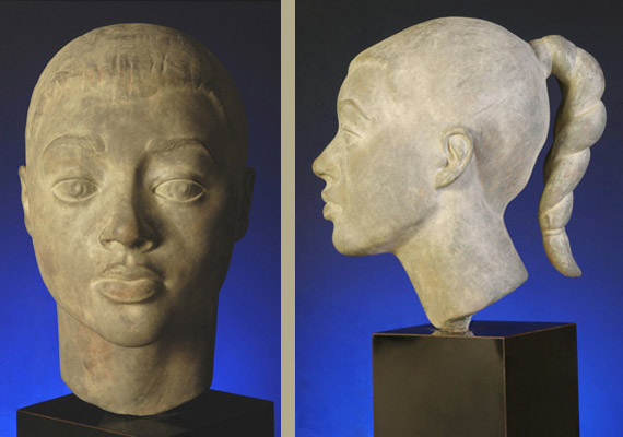 Sculpture of a female head.